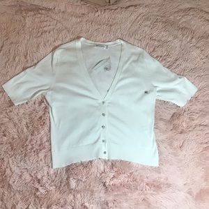 NY&Co White Short Sleeve Cardigan